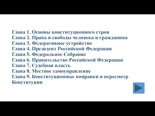 Глава 1. Основы конституционного строя Глава 2. Права и свободы человека и