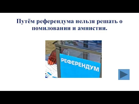 Путём референдума нельзя решать о помиловании и амнистии.