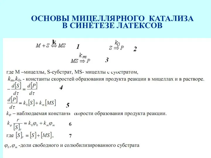 ОСНОВЫ МИЦЕЛЛЯРНОГО КАТАЛИЗА В СИНЕТЕЗЕ ЛАТЕКСОВ