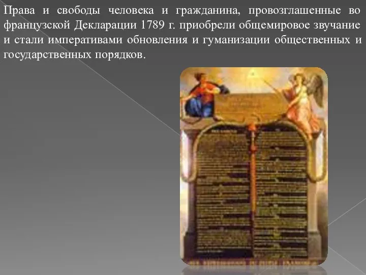 Права и свободы человека и гражданина, провозглашенные во французской Декларации 1789 г.