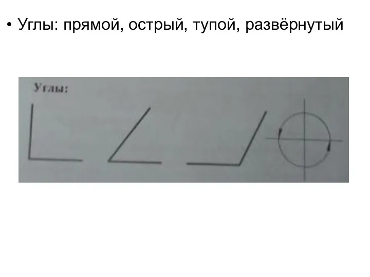 Углы: прямой, острый, тупой, развёрнутый