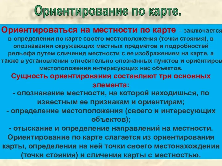 Ориентирование по карте.