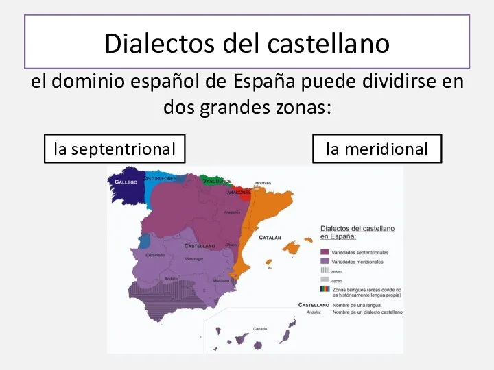 Dialectos del castellano el dominio español de España puede dividirse en dos