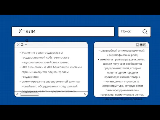 Поиск Италия Усиление роли государства и государственной собственности в национальном хозяйстве страны: