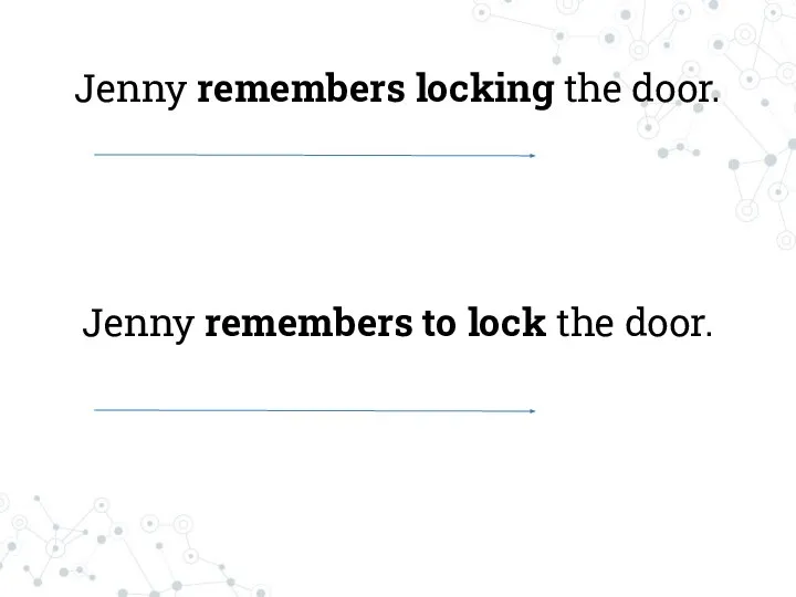 Jenny remembers locking the door. Jenny remembers to lock the door.
