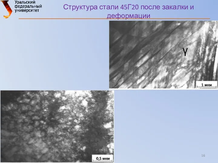 Структура стали 45Г20 после закалки и деформации γ