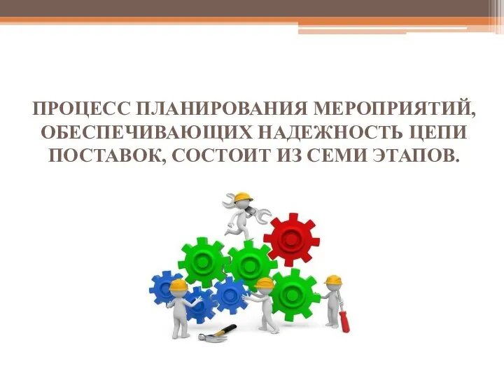 ПРОЦЕСС ПЛАНИРОВАНИЯ МЕРОПРИЯТИЙ, ОБЕСПЕЧИВАЮЩИХ НАДЕЖНОСТЬ ЦЕПИ ПОСТАВОК, СОСТОИТ ИЗ СЕМИ ЭТАПОВ.