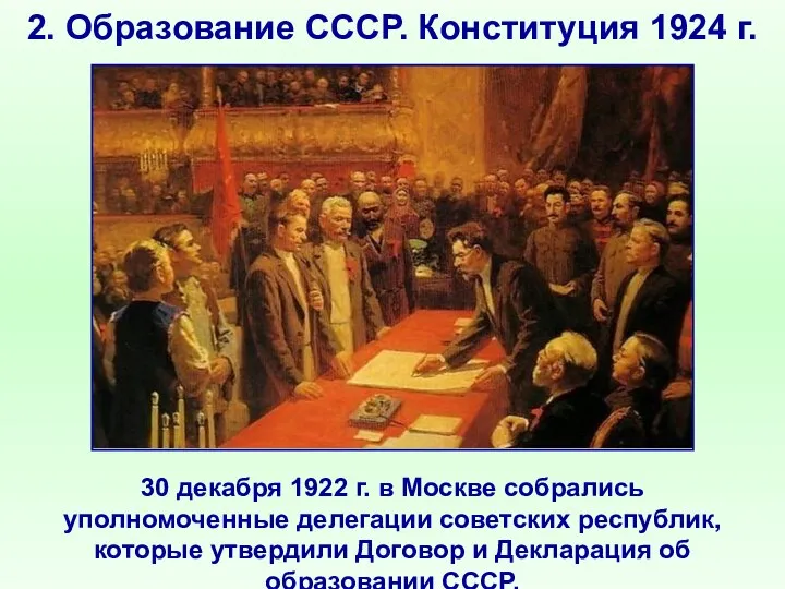 2. Образование СССР. Конституция 1924 г. 30 декабря 1922 г. в Москве