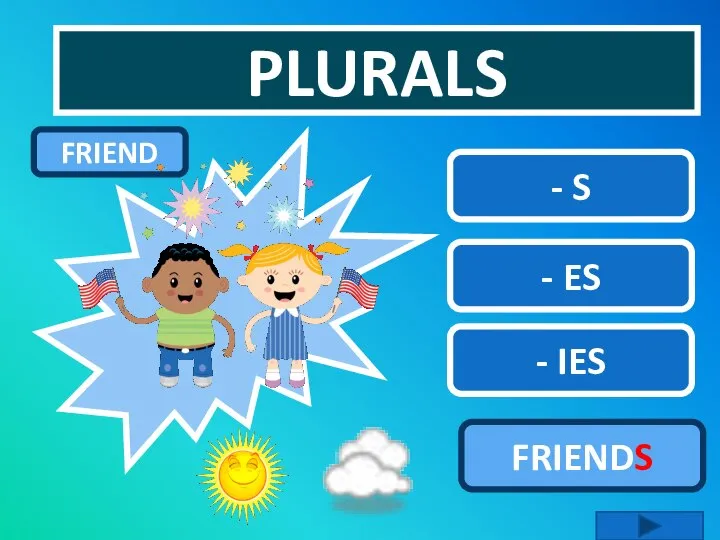 PLURALS - S - ES - IES FRIENDS FRIEND
