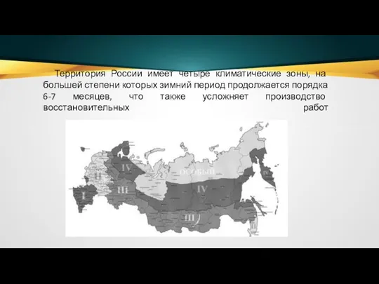 Территория России имеет четыре климатические зоны, на большей степени которых зимний период