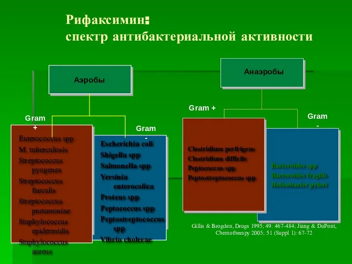 Рифаксимин: спектр антибактериальной активности Escherichia coli Shigella spp Salmonella spp Yersinia enterocolica