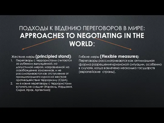 ПОДХОДЫ К ВЕДЕНИЮ ПЕРЕГОВОРОВ В МИРЕ: APPROACHES TO NEGOTIATING IN THE WORLD: