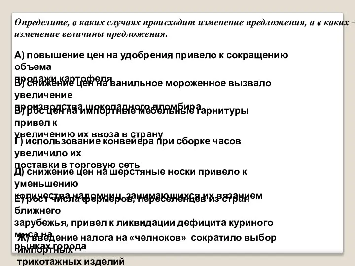 Определите, в каких случаях происходит изменение предложения, а в каких – изменение