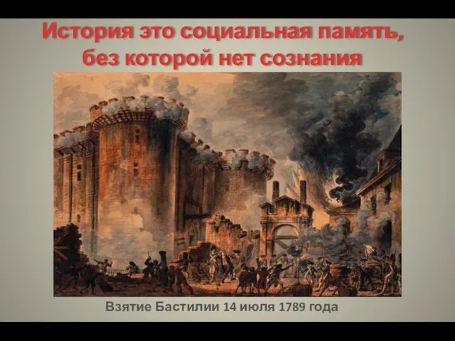 История это социальная память, без которой нет сознания Взятие Бастилии 14 июля 1789 года