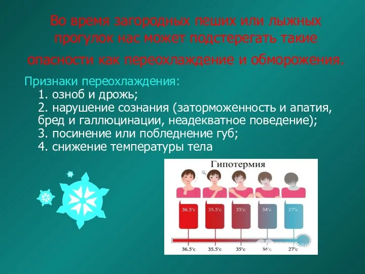 Во время загородных пеших или лыжных прогулок нас может подстерегать такие опасности