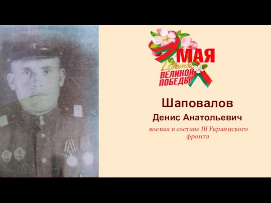 Шаповалов Денис Анатольевич воевал в составе III Украинского фронта