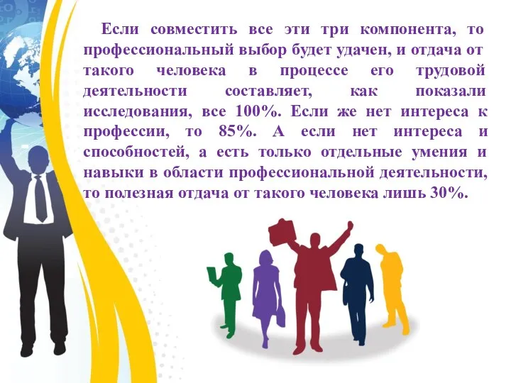 Если совместить все эти три компонента, то профессиональный выбор будет удачен, и