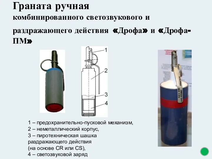 Граната ручная комбинированного светозвукового и раздражающего действия «Дрофа» и «Дрофа-ПМ» 1 –