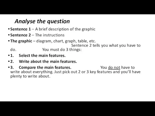 Analyse the question Sentence 1 – A brief description of the graphic