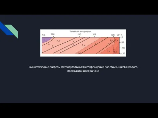 Схематические разрезы метаноугольных месторождений Коротаихинского геолого-промышленного района