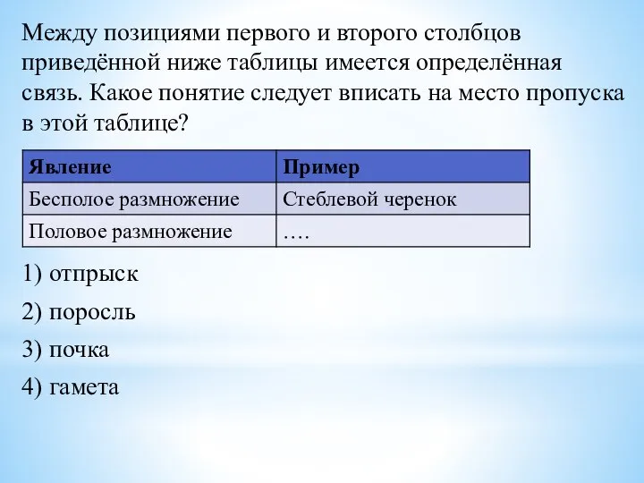 Между позициями первого и второго столбцов приведённой ниже таблицы имеется определённая связь.