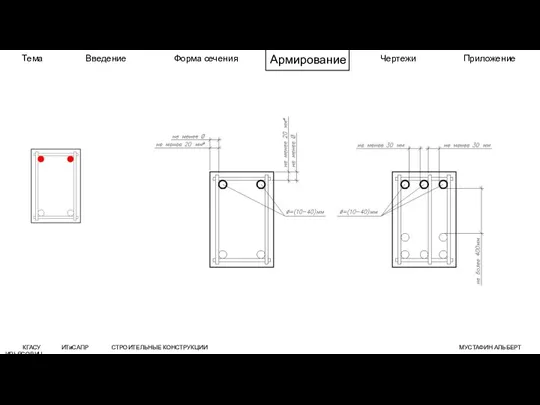 КГАСУ ИТиСАПР СТРОИТЕЛЬНЫЕ КОНСТРУКЦИИ МУСТАФИН АЛЬБЕРТ ИЛЬЯСОВИЧ Тема Введение Форма сечения Армирование Чертежи Приложение