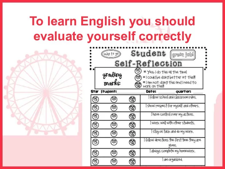 To learn English you should evaluate yourself correctly