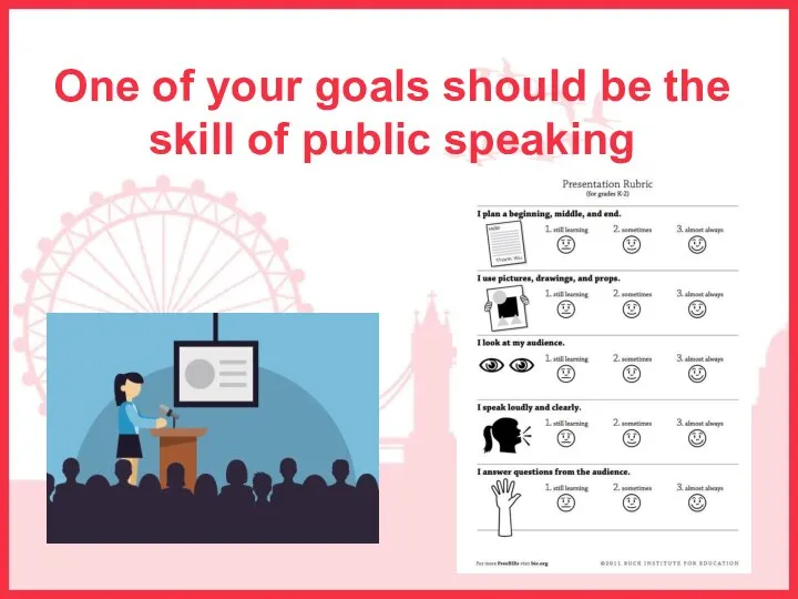 One of your goals should be the skill of public speaking