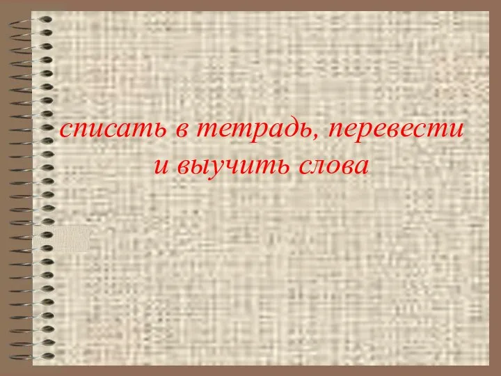 списать в тетрадь, перевести и выучить слова