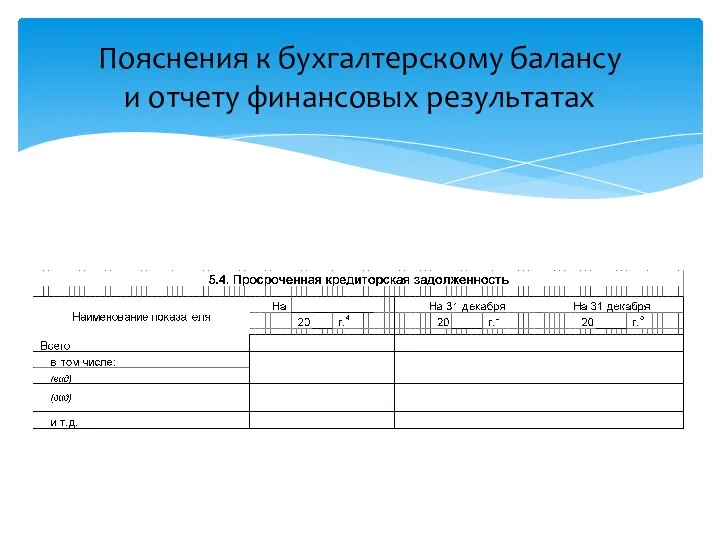 Пояснения к бухгалтерскому балансу и отчету финансовых результатах