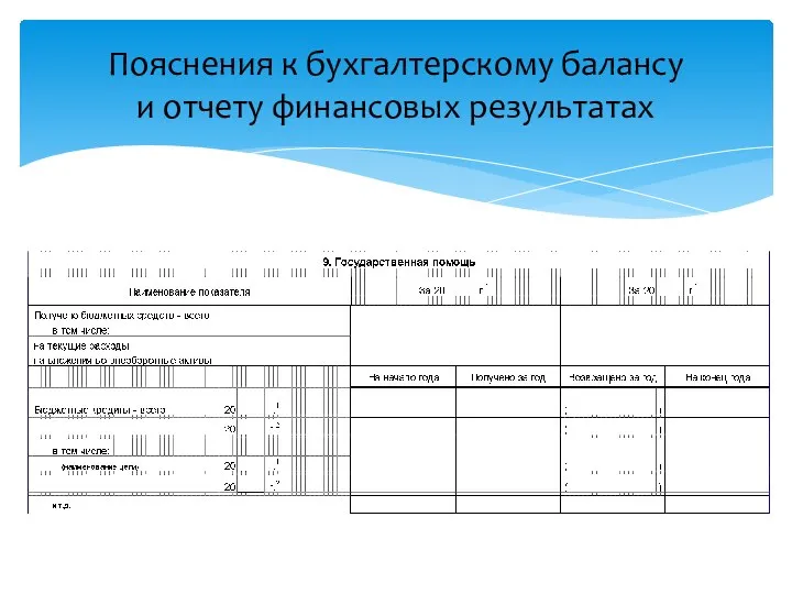 Пояснения к бухгалтерскому балансу и отчету финансовых результатах