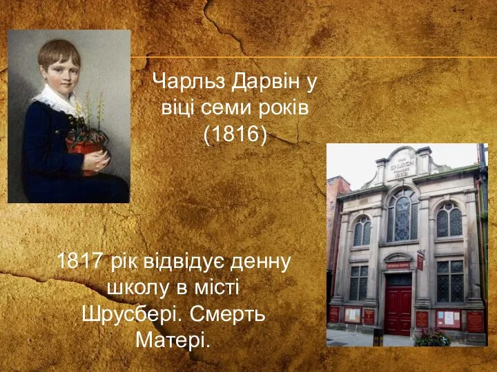 Чарльз Дарвін у віці семи років (1816) 1817 рік відвідує денну школу