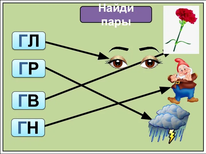 Найди пары ГЛ ГР ГВ ГН