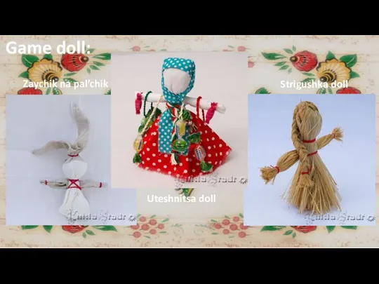 Zaychik na pal’chik Uteshnitsa doll Strigushka doll Game doll: