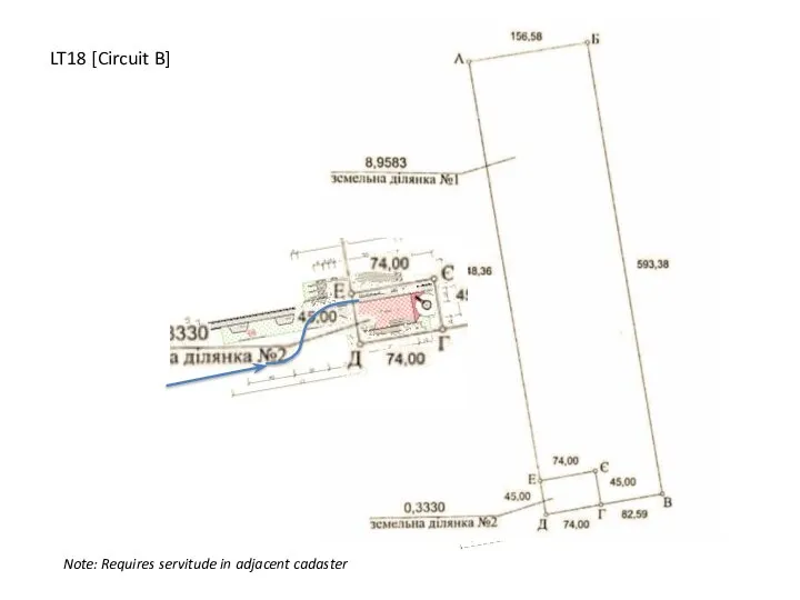 LT18 [Circuit B] Note: Requires servitude in adjacent cadaster