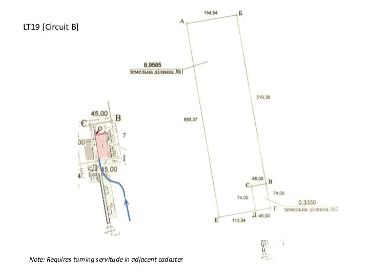 LT19 [Circuit B] Note: Requires turning servitude in adjacent cadaster