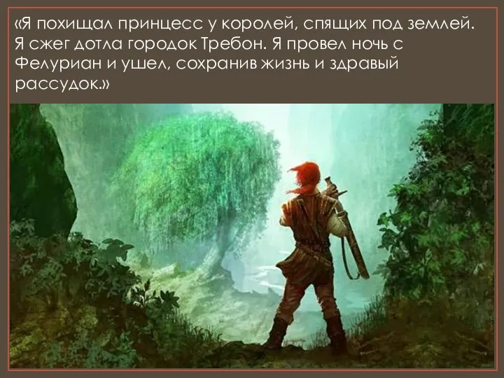 «Я похищал принцесс у королей, спящих под землей. Я сжег дотла городок