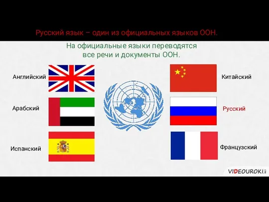 Русский язык – один из официальных языков ООН. На официальные языки переводятся