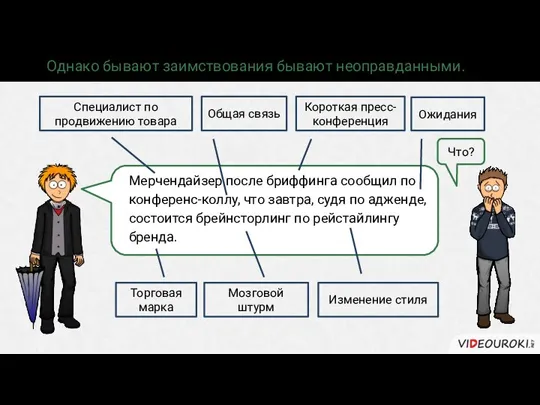 Однако бывают заимствования бывают неоправданными. Мерчендайзер после бриффинга сообщил по конференс-коллу, что