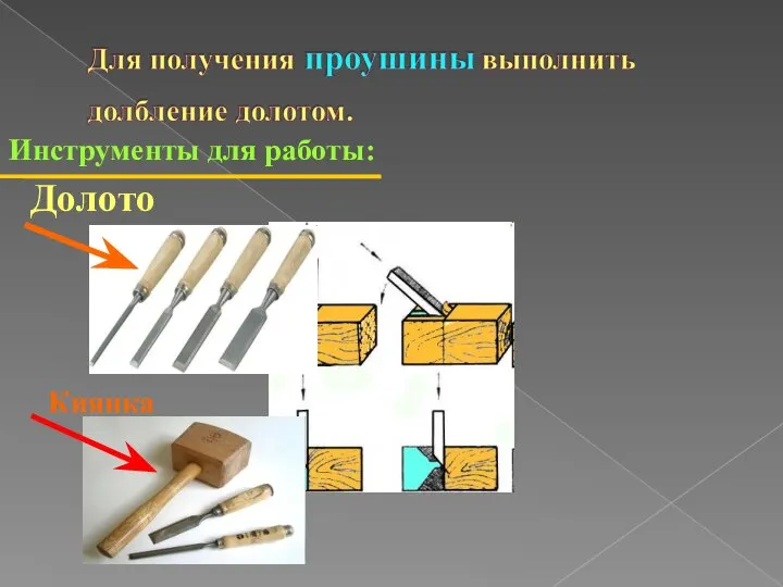 Инструменты для работы: Киянка Долото