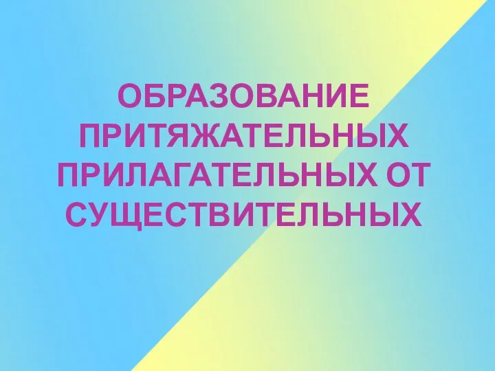 ОБРАЗОВАНИЕ ПРИТЯЖАТЕЛЬНЫХ ПРИЛАГАТЕЛЬНЫХ ОТ СУЩЕСТВИТЕЛЬНЫХ