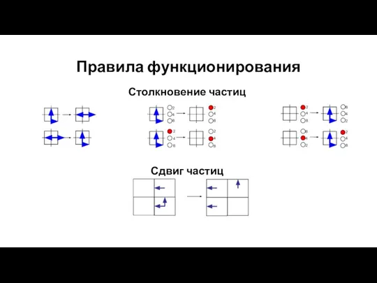 Правила функционирования Столкновение частиц Сдвиг частиц 2 4 8 2 2 4