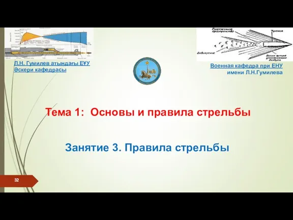 Тема 1: Основы и правила стрельбы Военная кафедра при ЕНУ имени Л.Н.Гумилева