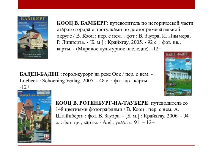 КООЦ В. БАМБЕРГ: путеводитель по исторической части старого города с прогулками по