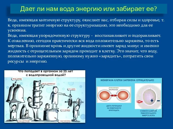 Дает ли нам вода энергию или забирает ее? Вода, имеющая хаотичную структуру,