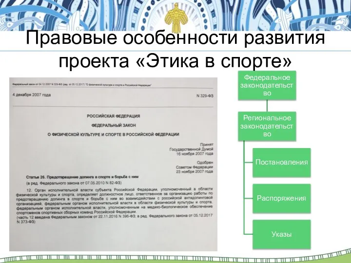 Правовые особенности развития проекта «Этика в спорте»