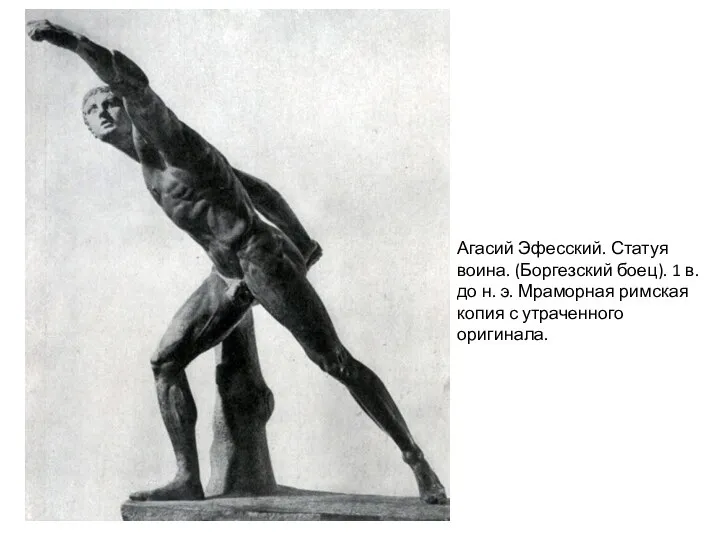 Агасий Эфесский. Статуя воина. (Боргезский боец). 1 в. до н. э. Мраморная