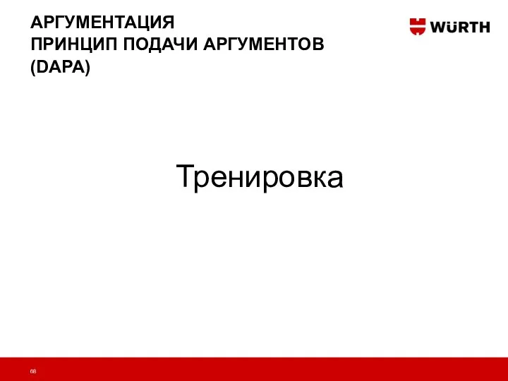 Тренировка АРГУМЕНТАЦИЯ ПРИНЦИП ПОДАЧИ АРГУМЕНТОВ (DAPA)