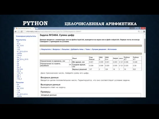 PYTHON ЦЕЛОЧИСЛЕННАЯ АРИФМЕТИКА