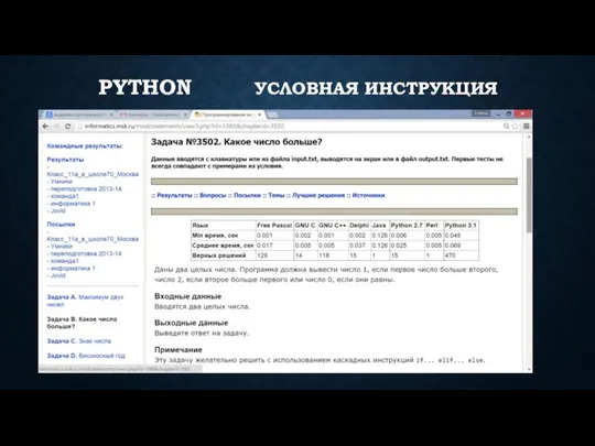 PYTHON УСЛОВНАЯ ИНСТРУКЦИЯ